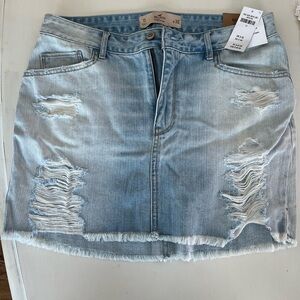 Denim Distressed Mini Skirt